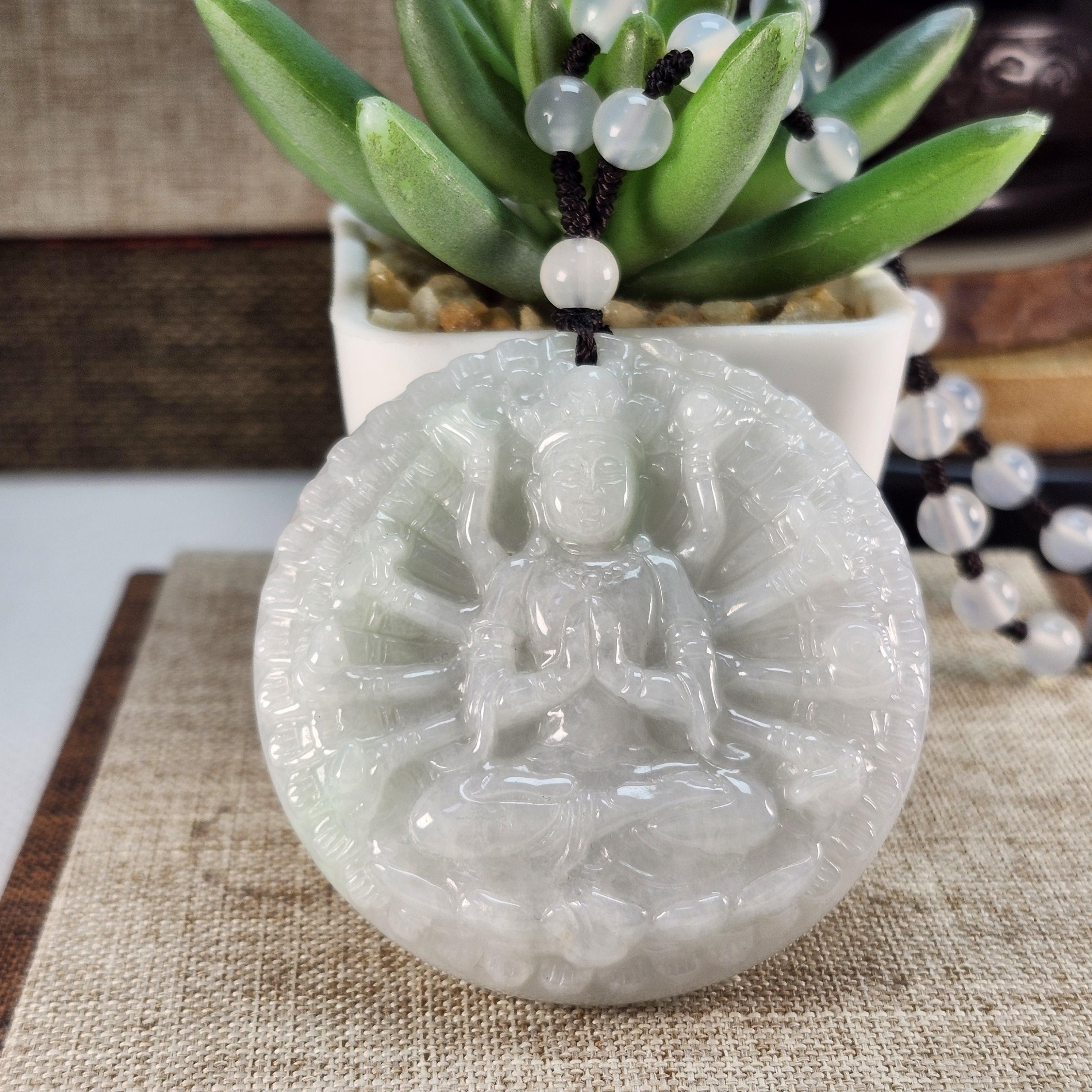 千手観音翡翠ペンダント：天然翡翠、瑪瑙のネックレス - Etsy 日本