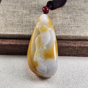 Parrot well carved on raw shape of jadeite untreated natural jadeite jade pendant with pretty necklace