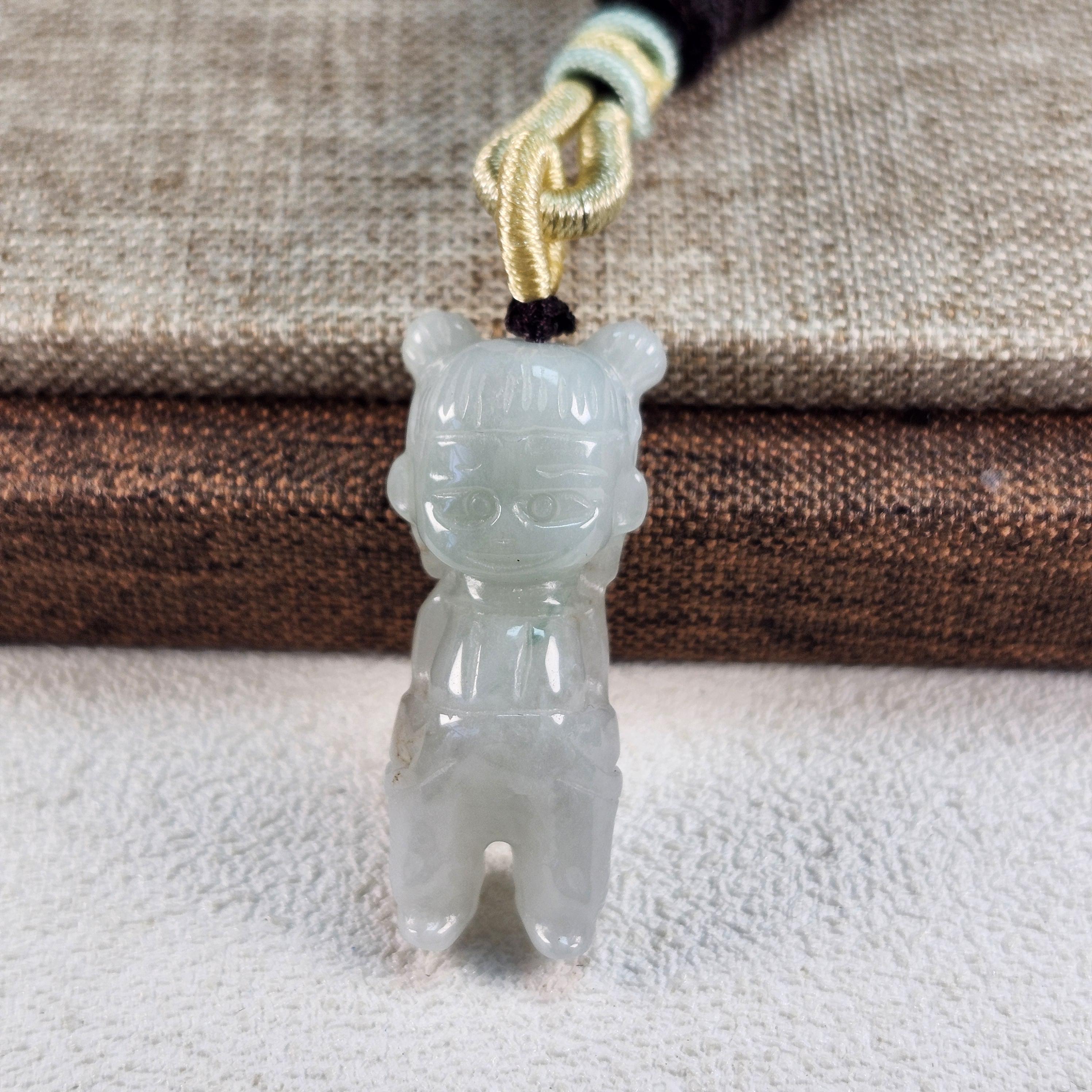 素敵な小さな 3D の NeSha 哪吒 彫刻の施された未処理の天然 A 型翡翠