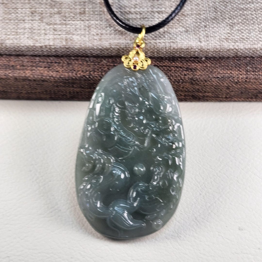 Authentic Grade A Dragon Well Carved Untreated Natural Jadeite Jade ...