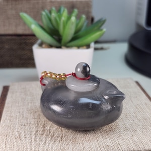 Natural Nephrite Jade Teapot Desk Ornament, Hand Carved Tea Pot Figurine, Chinese Feng Shui Decor, Meditation Gift, Office Desk Decoration