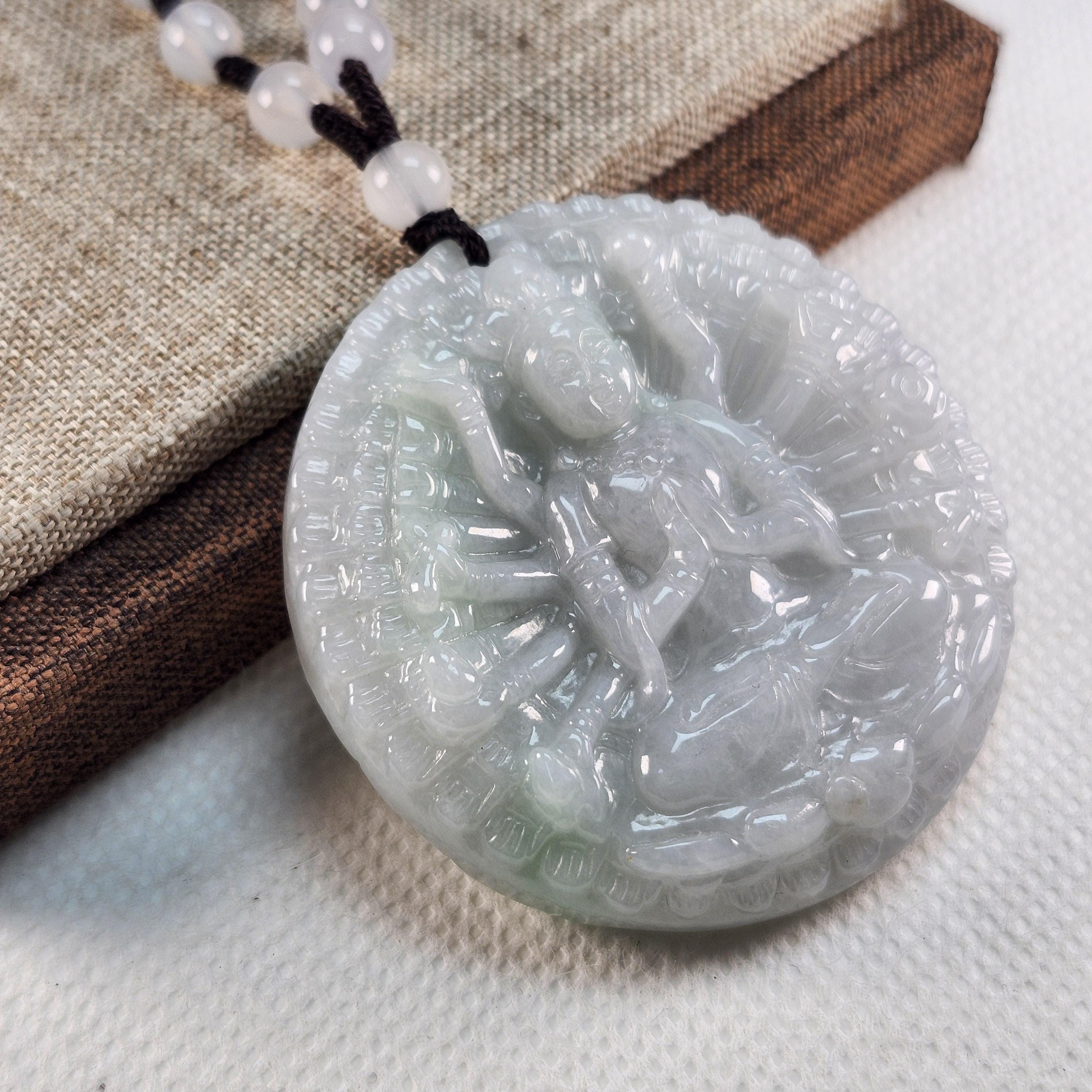 千手観音翡翠ペンダント：天然翡翠、瑪瑙のネックレス - Etsy 日本