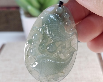 グレードAの美しい蓮の花の彫刻が施された未処理の天然半透明翡翠S925