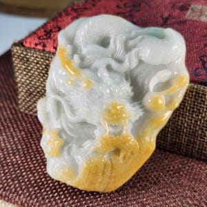 Giant dragon head well crafted untreated natural jadeite jade pendant, paperweight, collections, desk ornament