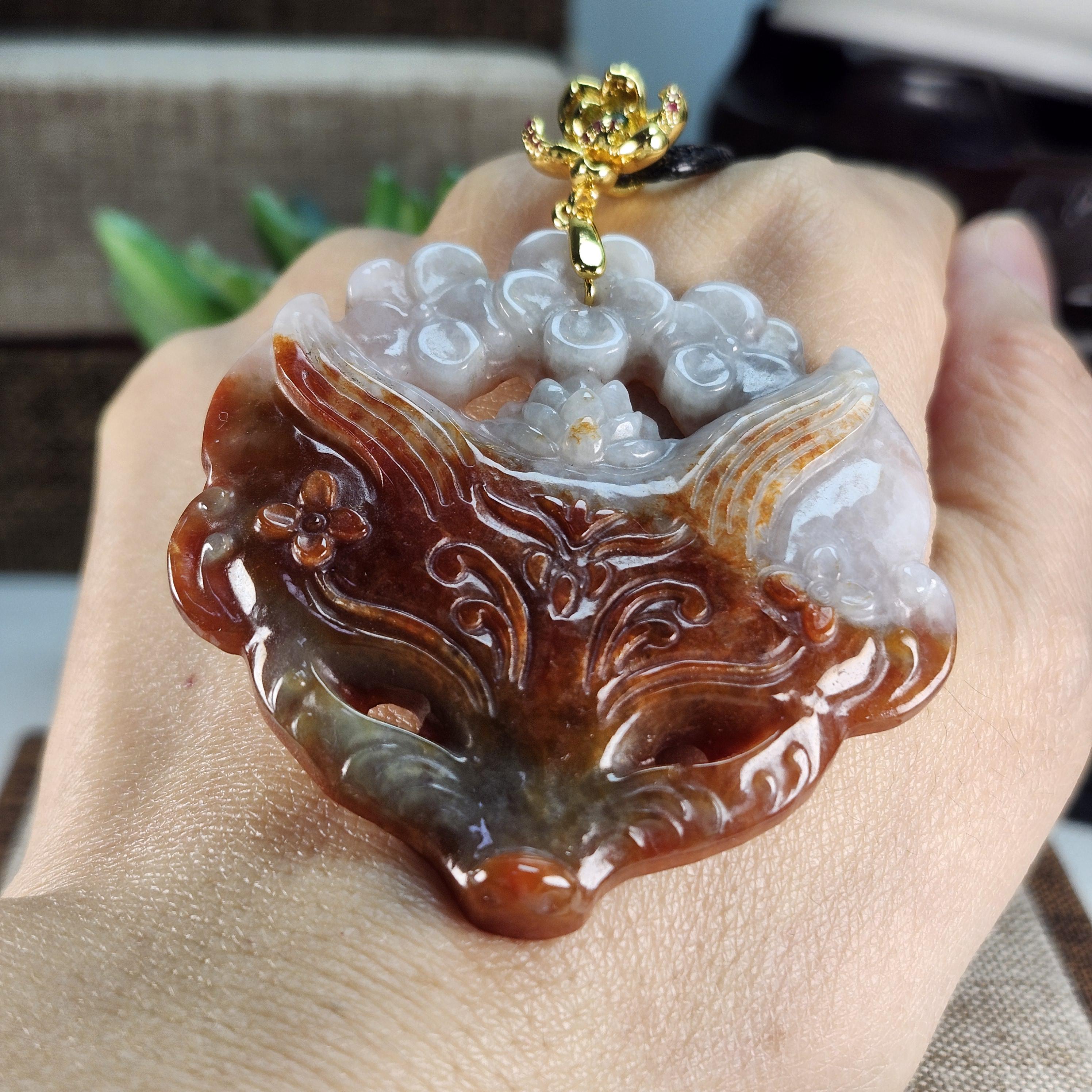 Grade A Jade Luxury Feel Nine-tailed Fox Well Carved Gold Plated