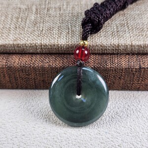 Blessing 22mm donut ring 平安扣 well crafted untreated natural jadeite jade pendant with necklace cord
