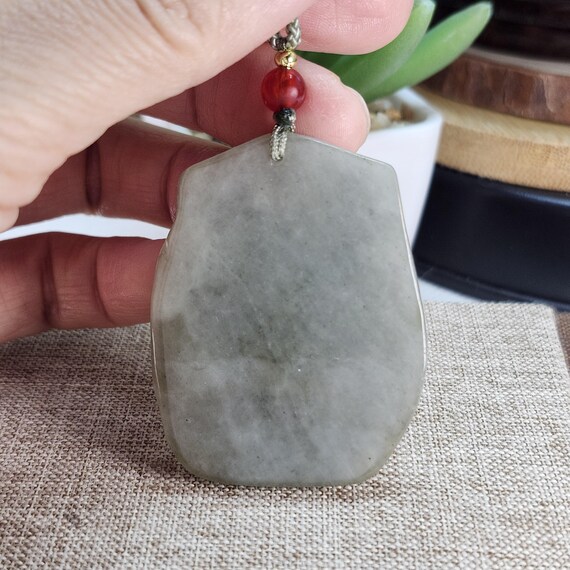 グレードA翡翠九尾狐翡翠ペンダント：未処理天然翡翠ネックレス - Etsy