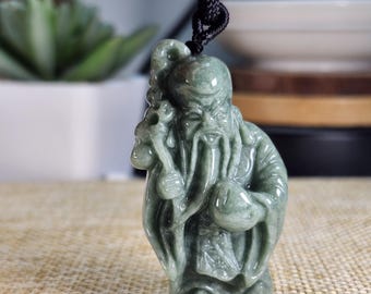 The Birthday God well crafted natural jadeite jade pendant with adjustable necklace cord