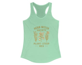 Herb Witch Society Racerback Tank - Empowering Witchy Vibes, Ideal for Herbalists, Nature Lovers, and Plant Enthusiasts. Great for Summer,