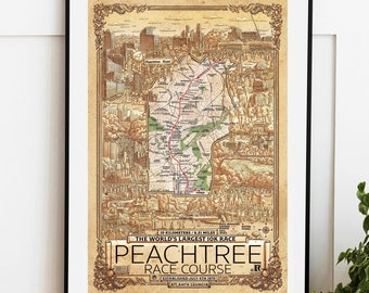 Peachtree Road Race Map Print: Atlanta Racecourse Wall Art