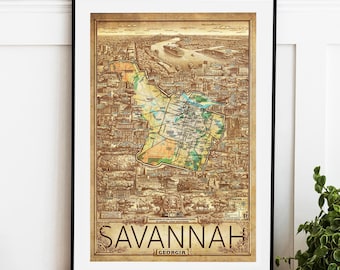 Savannah Georgia Map Print: Hand-Drawn City Art