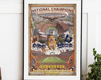Impression championnat national des Auburn Tigers : décoration murale stade Jordan-Hare