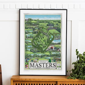 Hand-Drawn Masters Augusta Golf Course Map Art Print