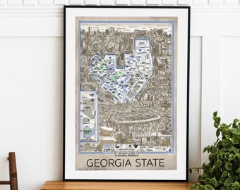 Hand-Drawn Georgia State University Map Art Print