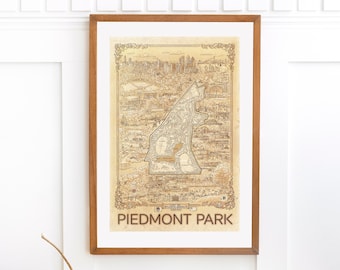 Piedmont Park Map Print: Atlanta Landmark Art