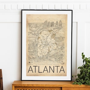 Atlanta Map Gift Atlanta Print Atlanta Wall Art Atlanta Decor Housewarming Gift Atlanta Map Wall Decor Airbnb Wall Art Atlanta Print Georgia