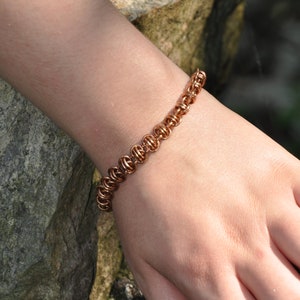 Bronze barrel weave chainmail bracelet