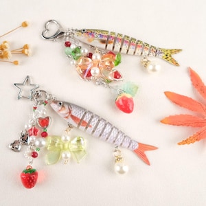 Personalisierung Fisch Köder Schlüsselanhänger / Perlen Schmuck / Fisch Schlüsselanhänger / Süßer Schmuck Charme Bead / Geschenk für Sie / Handgemacht
