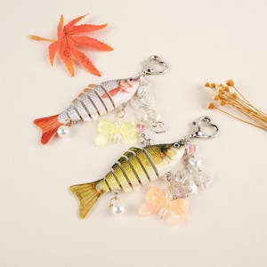Personalisierung Fisch Köder Schlüsselanhänger / Perlen Schmuck / Fisch Schlüsselanhänger / Süßer Schmuck Charme Bead / Geschenk für Sie / Handgemacht