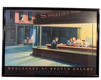 1987 Print - Boulevard of Broken Dreams Nighhawks by Gottfried Helnwein 42 x 30"