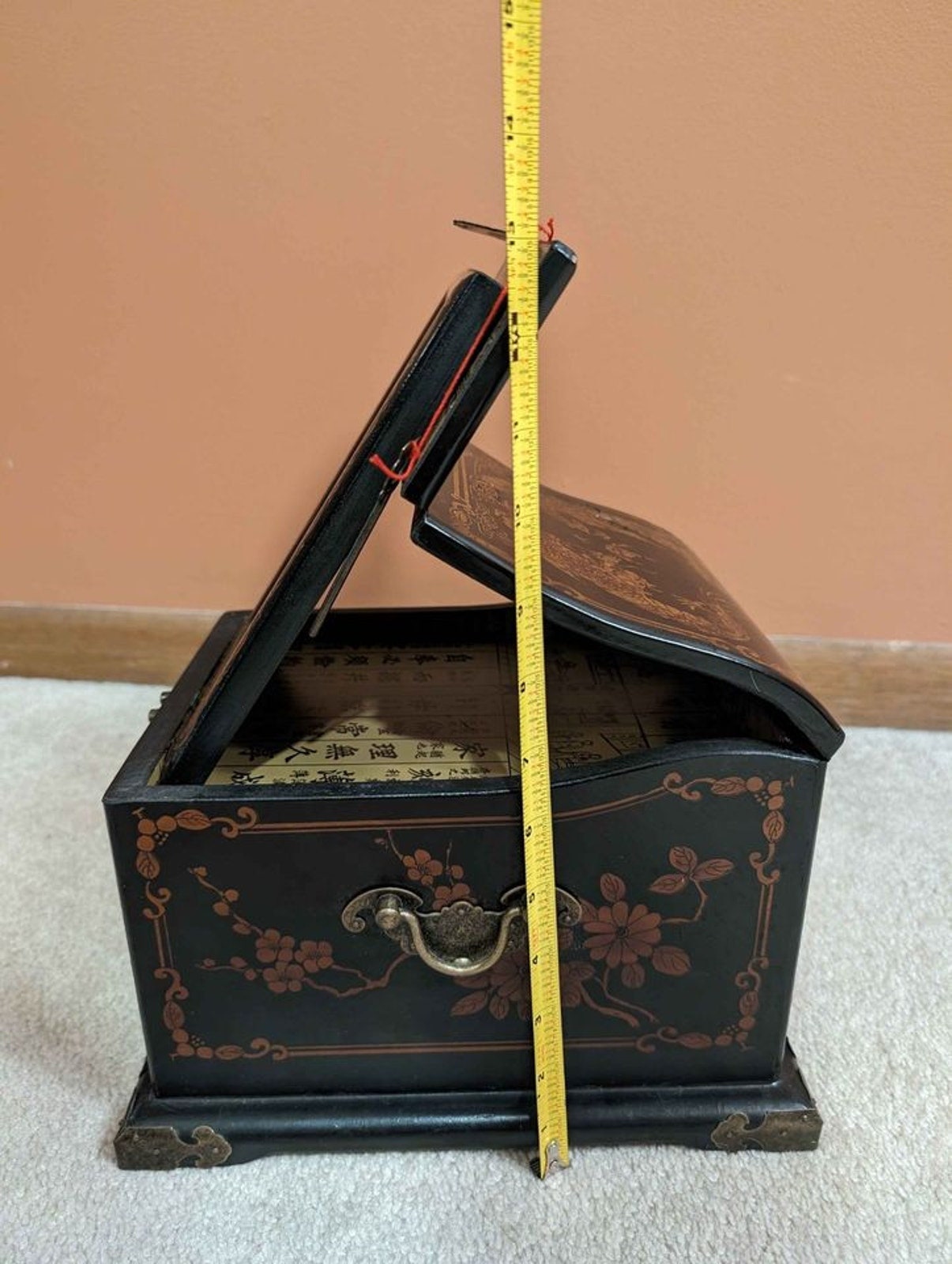 置物 Asian. And. Jewelly Antique Chinese Lacquer Jewelry Box W/ Drawers & Mirror, 1920 - Etsy