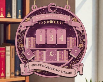 Personalized Book Lover Gift, Vintage Reading Tracker Sign, Book Read Counter, Library Decor, Books Read This Year, Reading Lover Gift