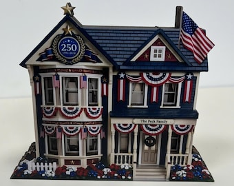 2D Flat Custom Patriotic Wooden House Decor, 250th Anniversary USA Shelf Decor, 250th USA Block