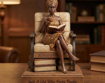 Bloque de madera personalizado con imagen de una niña leyendo, placa de madera personalizada con imagen de una mujer afroamericana, bloque de madera con imagen de una niña negra, regalo para el Día de la Madre.