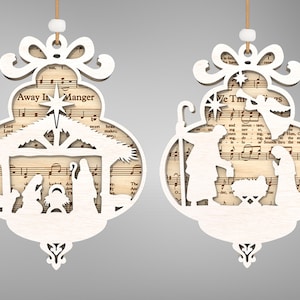 Nuty na szopkę bożonarodzeniową Ornament Svg, Nuty na szopkę Svg, Nuty na Boże Narodzenie Svg, Ozdoba świąteczna Svg, Plik laserowy Glowforge