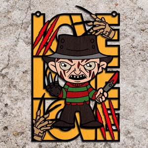 Horror Characters Door Sign Cut File Svg,Horror Wooden Door Hanger Svg ,Halloween Movie Door Hanger Svg, Glowforge Laser File