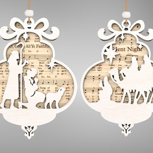 Nuty na szopkę bożonarodzeniową Ornament Svg,Bożonarodzeniowa ozdoba Svg,Nuty na szopkę Svg,Nuty na Boże Narodzenie Svg,Plik laserowy Glowforge