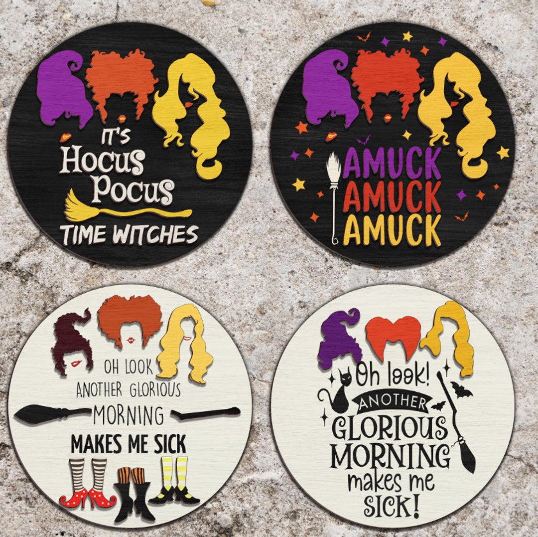 Hocus Pocus Door Hanger SVG Bundle: Halloween Laser Cut File - Etsy
