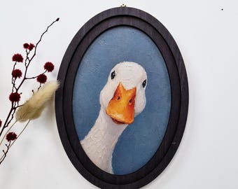 Vintage Goose Wall Art, Funny Goose Portrait Art, Farmhouse Bird Wall Art, Cottagecore Country Home Decor