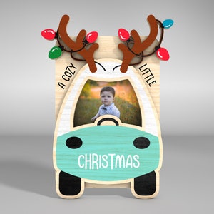 Marco de fotos personalizado acogedor cupé imán de nevera svg, archivo de marco de Navidad svg, 1er svg de Navidad del bebé, regalo de Navidad, archivo Glowforge svg