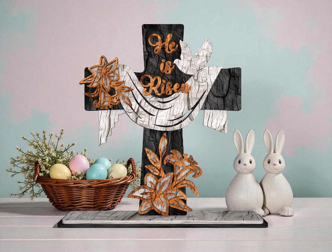 He is Risen Cross – Layered Poly Wood Easter Tabletop Decor - Etsy