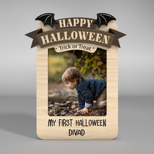 Halloween-Kühlschrankmagnet-Fotorahmen-Svg, Halloween-Rahmendatei, Süßes oder Saures Holzschild-Svg, Halloween-Geschenk, Glowforge-Datei-Svg