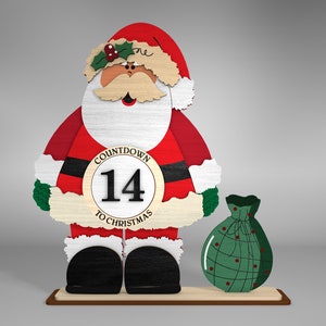 Christmas Santa Claud Countdown Standing Cut File,Christmas Calendar Svg,Christmas Shelf Sitter, Countdown to Christmas,Glowforge Laser File