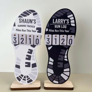 Personalized Running Miles Tracker Sign, Running Log, Miles Run This Year Counter, Yearly Mileage Tracker, Wooden Mile Counter, Runner Gift