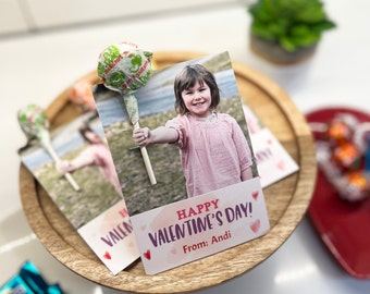 Giant lollipop! Valentine • classroom Valentine's • digital download • 4 cards per sheet • clever and unique • use photo of your kiddo • kid
