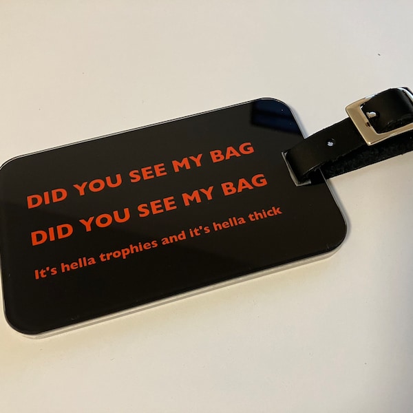 Acrylic BTS MIC Drop Luggage Tag, 2.5 inch x 4 inch x 0.25 inch (Did You See My Bag)