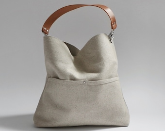 Bucket Bag in Woven Linen, Casual Summer Tote