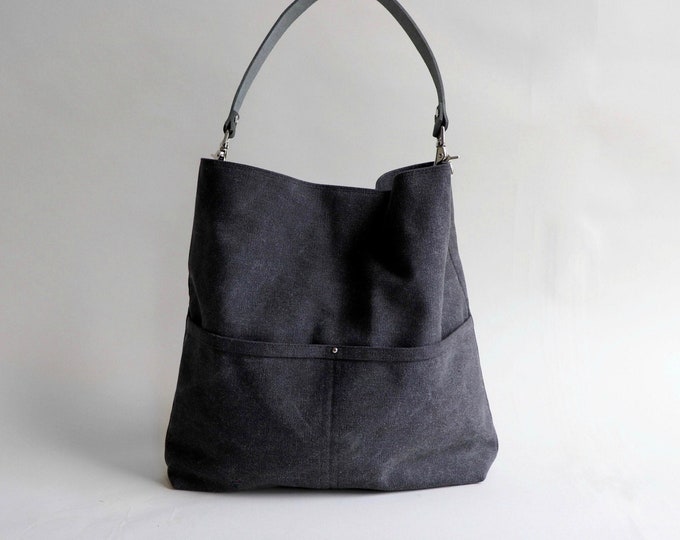 Hobo Tote Bag in Charcoal Gray Canvas Etsy