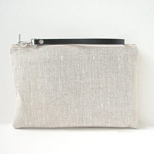Clutch Bag in Natural Linen, Simple Linen Wristlet image 5