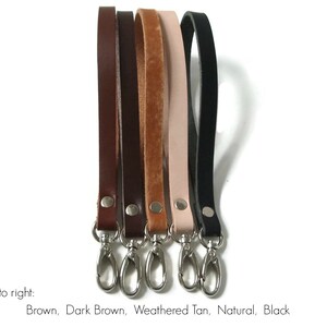 May include: Five leather straps with silver swivel clasps in brown, dark brown, weathered tan, natural, and black.