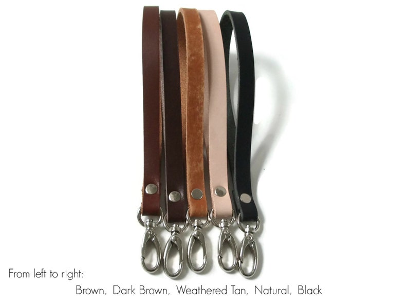May include: Five leather straps with silver swivel clasps in brown, dark brown, weathered tan, natural, and black.