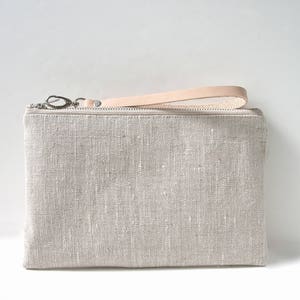 Wristlet, Clutch Bag, Natural Linen Wristlet, Minimalist Clutch image 1