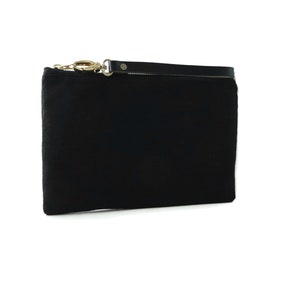 Black Clutch Bag, Wristlet in Black Linen, Little Black Bag image 7