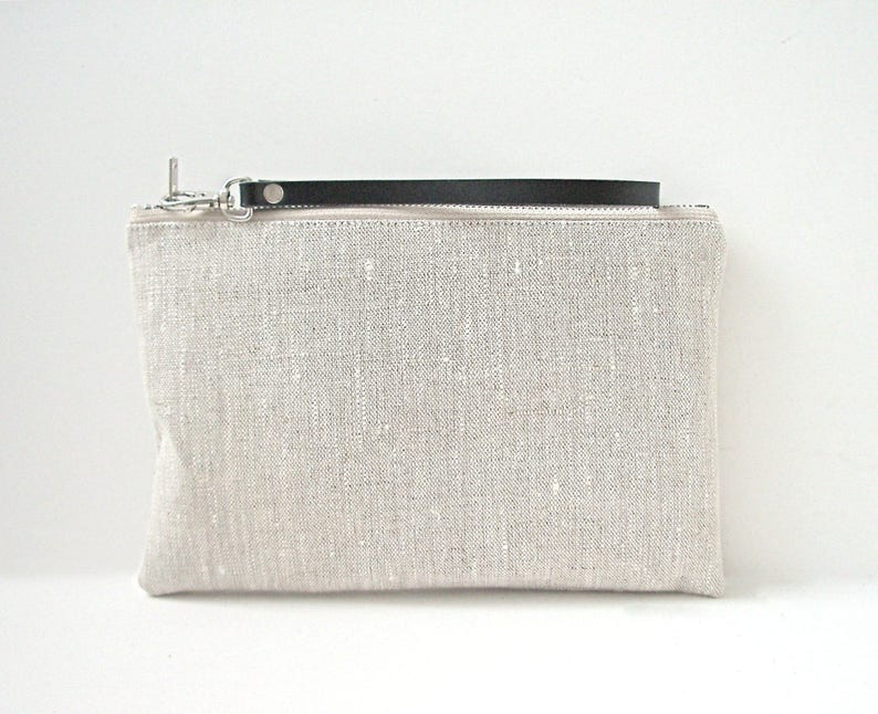 Casual Clutch Bag, Simple Linen Wristlet image 3
