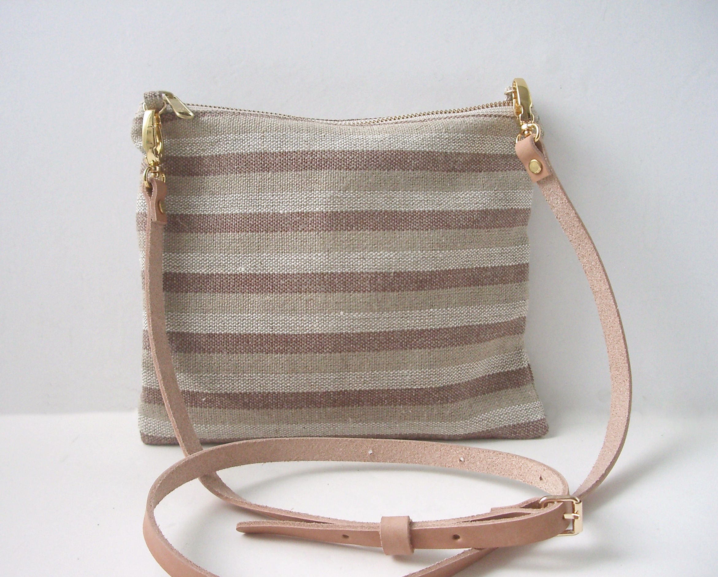 Summer Crossbody Purse in Striped Linen Convertible Crossbody Etsy