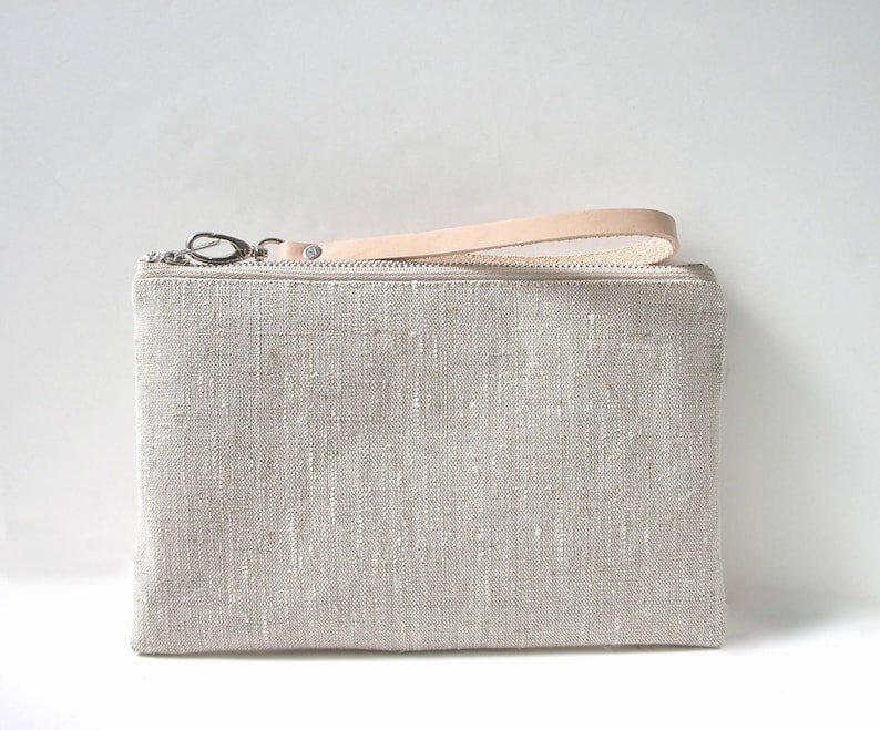 Casual Clutch Bag, Simple Linen Wristlet image 4